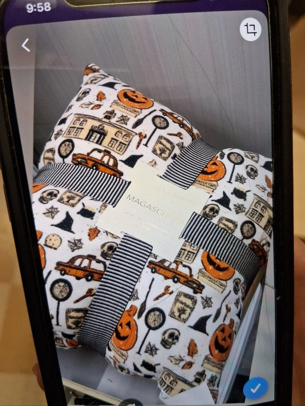 Magaschoni Halloween Pumpkin Decorative Pillow Set - Orange & Cream New 20 X20
